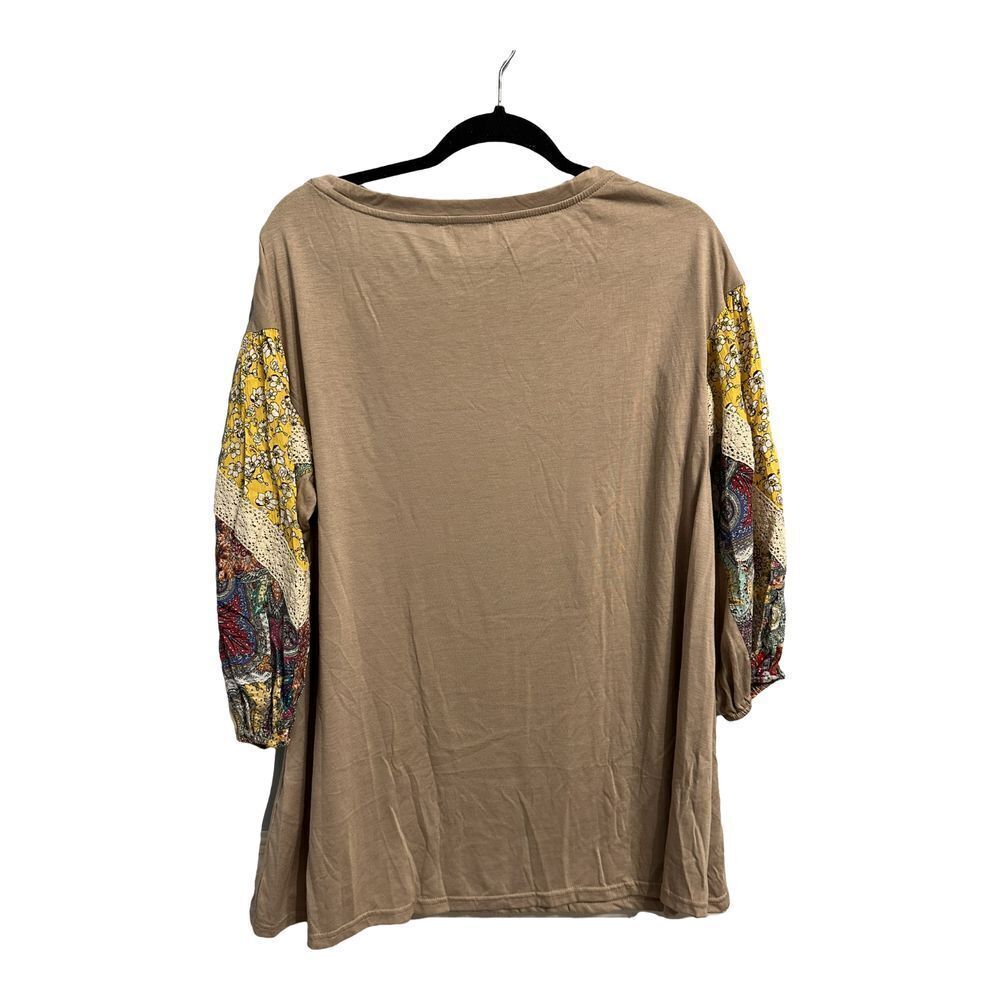 Umgee Anthropologie Patchwork Embroidered Long Sleeve Size Small Tan Mulicolor - Picture 2 of 5
